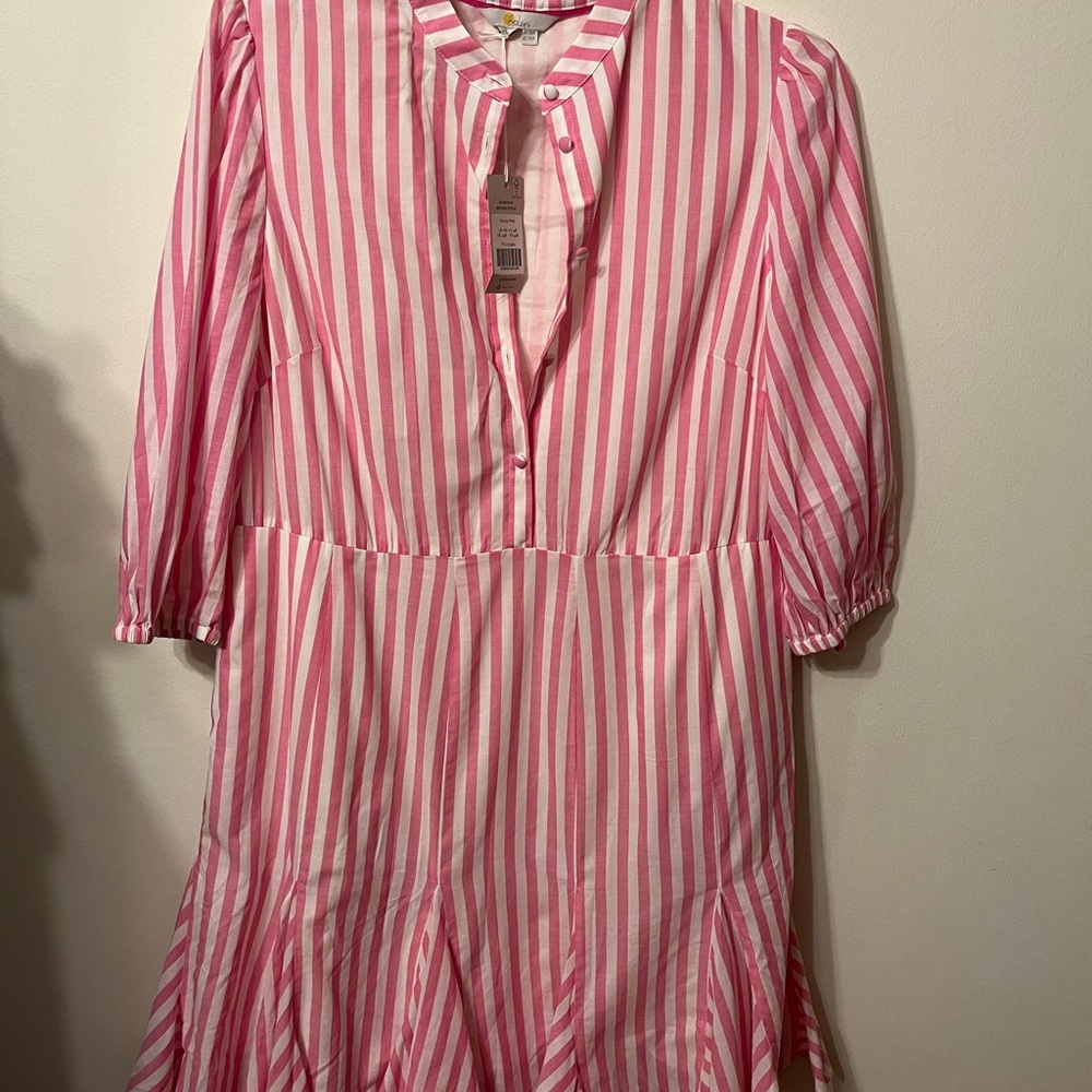 NWT Boden size 14 pink and white stripe dress